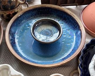 1 of 2 handmade and signed chip dip/vegetable tray