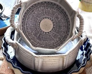 Glazed stoneware bowls - signed