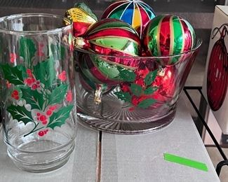 1 of 12 Indiana Glass Christmas Holly w/box design and matching bowl