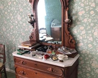 Victorian Marble Top Chest w/Mirror 