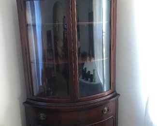 Mahogany Corner China Cabinet (One of  Two)