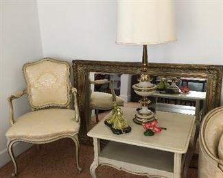 French Provincial Chair, End Tables and Sofa