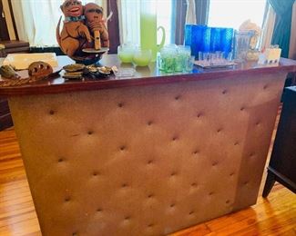 1960'Tufted Bar and lots of vintage barware