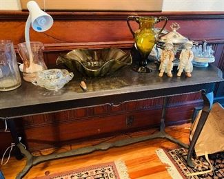 side tables and notice the "Smoking" Newsboys?--These porcelain figures were from a French 19th century tobacco advertising