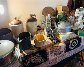 early kitchen ware including  a Western Jug  and a  Western poultry waterer