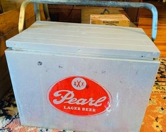 an early aluminum Pearl Beer ice  chest