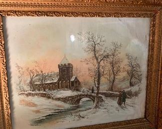 19th century winter framed print
