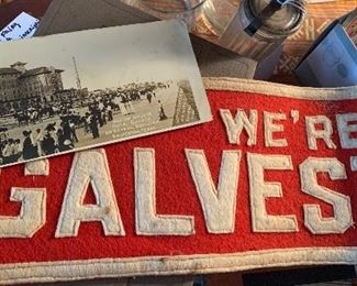 Early Galveston pennant and photo 