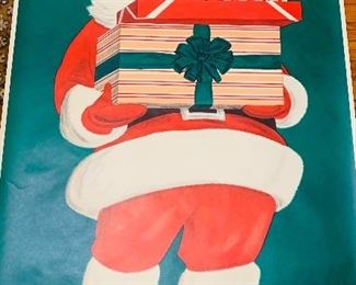 New old stock 1950s heavy paper Santa door cover