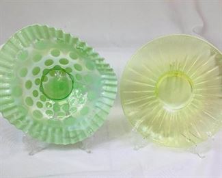 Leja326 Fenton Coin Dot Bowl Uranium Glass Plate