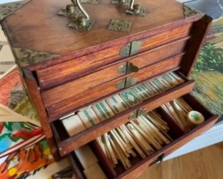 Antique Mahjong Set - pieces are made of bone and bamboo