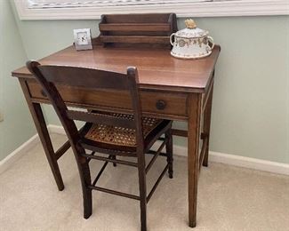 Small antique writing desk and chair