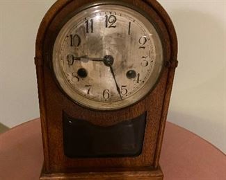 Antique oak dome mantle clock