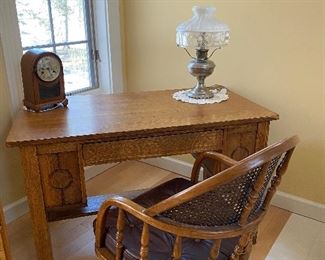 Wonderful oak desk with vintage office chair