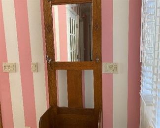 Antique oak hall tree