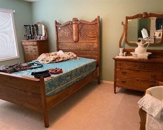 Beautiful Eastlake bed and matching dresser