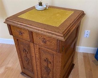 Antique oak sewing cabinet