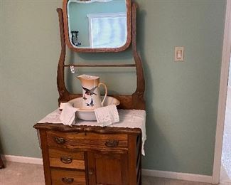 Antique oak washstand