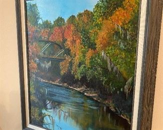 Signed oil painting with papers