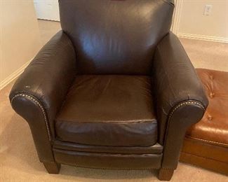 Like new leather chair with nailhead trim