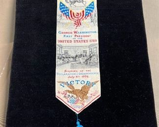 042 Antique Souvenir Ribbon Of The Independence Of America