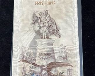 043 1892 Christopher Columbus Anniversary Silk Woven Ribbon