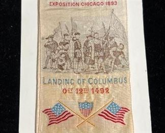045 1893 Columbian Expo Columbus 400 Year Anniversary Woven Silk Ribbon