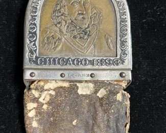 059 Antique 1893 Chicago Worlds Fair Souvenir Coin Purse
