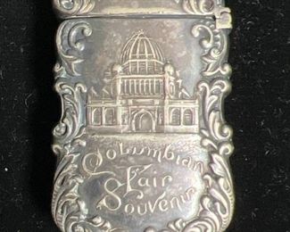 066 1892 Columbian Worlds Fair Match Safe Souvenir