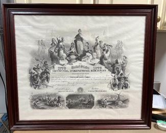 089 1876 BEP Reprint Cent. Intern. Exhibition Stock Certificate