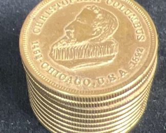 132 Vintage 1893 Chicago Worlds Fair Stack of Gold Coins Trinket Box