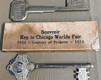 133 1933 Chicago Worlds Fair Century Of Progress Large Souvenir Keys