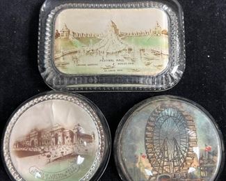 156 1904 ST LOUIS WORLDS FAIR Souvenir GLASS PAPERWEIGHTS