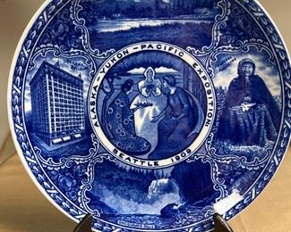 163 Alaska Yukon Pacific Exposition 1909 Staffordshire blue plate