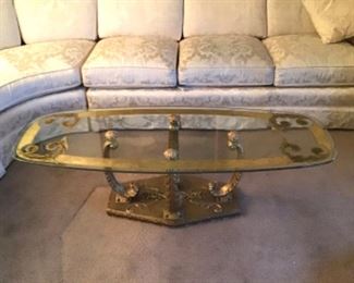 Hollywood Regency Style GlassTop  Cocktail Table 