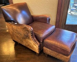 Good-looking leather chair and ottoman