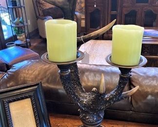 One of two horn candle holders