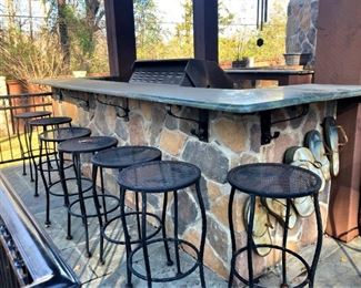 Bar stools are available.