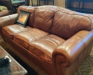 Another 3-cushion leather sofa