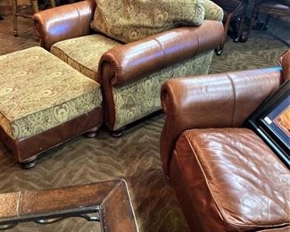Leather and fabric chair; leather sofa 