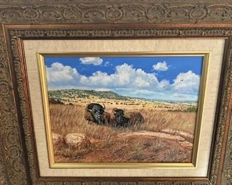 "Buffalo Scene" by Manuel Garza - 8 inches x 10 inches (He is one of the premier Hill Country artists working today.)