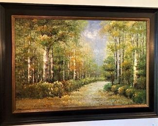 "Quiet Path" framed oil
