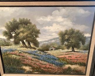 Original oil - "Flowers on Hillside" by Tasnadi - 16 inches x 20 inches