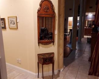 Antique mirror, antique continental table