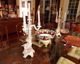 Pair German candelabra, Austria center piece