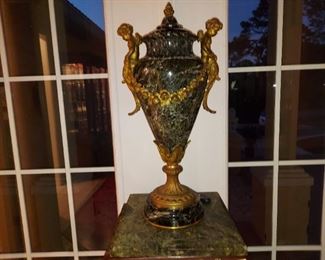 20th century French bronze on green marble