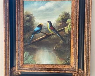 Bird pictures with heavy frame. Set of two 