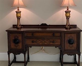 Antique buffet. 
The lamps have been sold