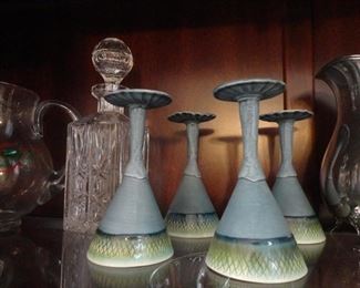 Myersart Pottery Studio and Farm in Hickory Grove SC/ 4 Wine Glasses