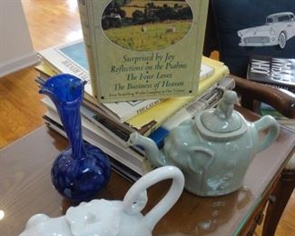 Fun Tea Pots Abound/Relax with a good book too!
